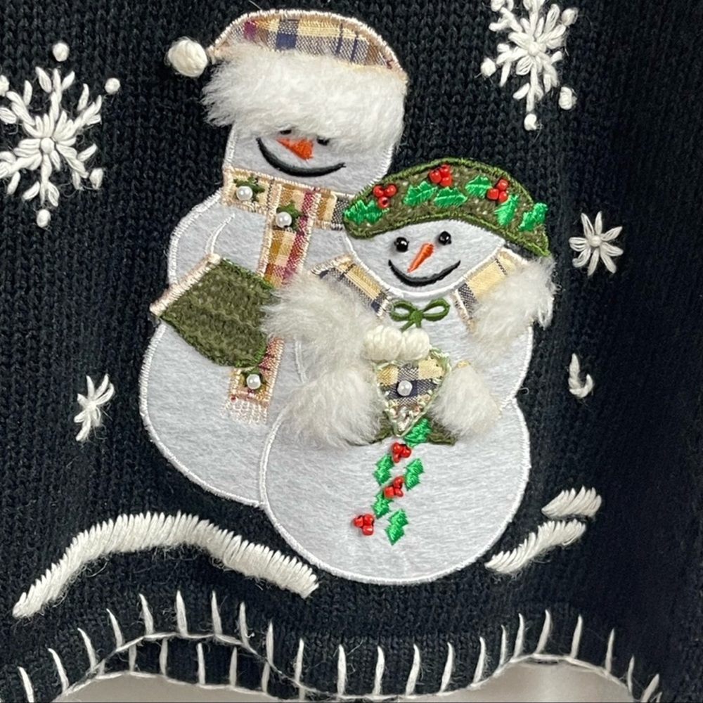 Through The Country Door Ugly Christmas Snowman Sweater XL Crewneck Black - Picture 5 of 9
